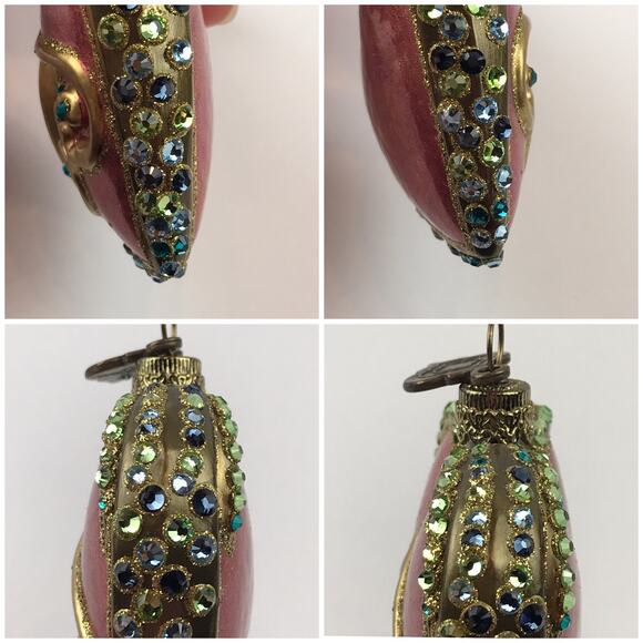 Jay Strongwater Heart Ornament Blown Glass Hand Painted Swarovski Detail Glitter - Picture 4 of 13